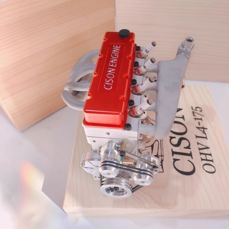 西辰 金属拼装内燃发动机微型迷你直列四缸可发动模型汽油发动机
