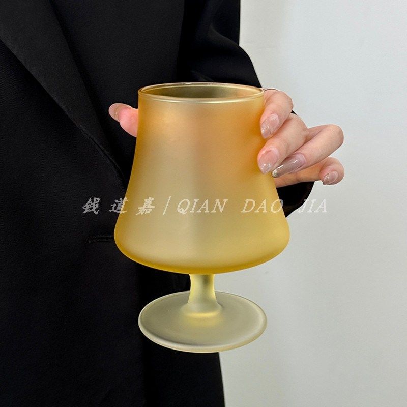 磨砂黄小众设计高级感高脚香槟杯甜酒杯葡萄酒杯家用女气泡水杯子,餐饮具,玻璃杯,淘宝优惠券,粉丝福利购,淘宝优惠卷