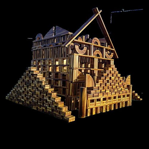 碳化积木幼儿园大型户外建构积木安吉游戏户外玩具构区材料实炭烧