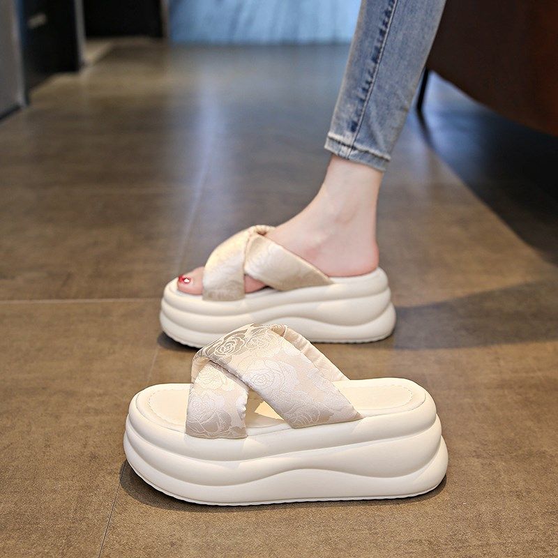 厚底松糕凉拖鞋女夏季外穿2024新款增高高跟一字拖凉鞋休闲沙滩鞋,女鞋,一字拖,淘宝优惠券,粉丝福利购,淘宝优惠卷