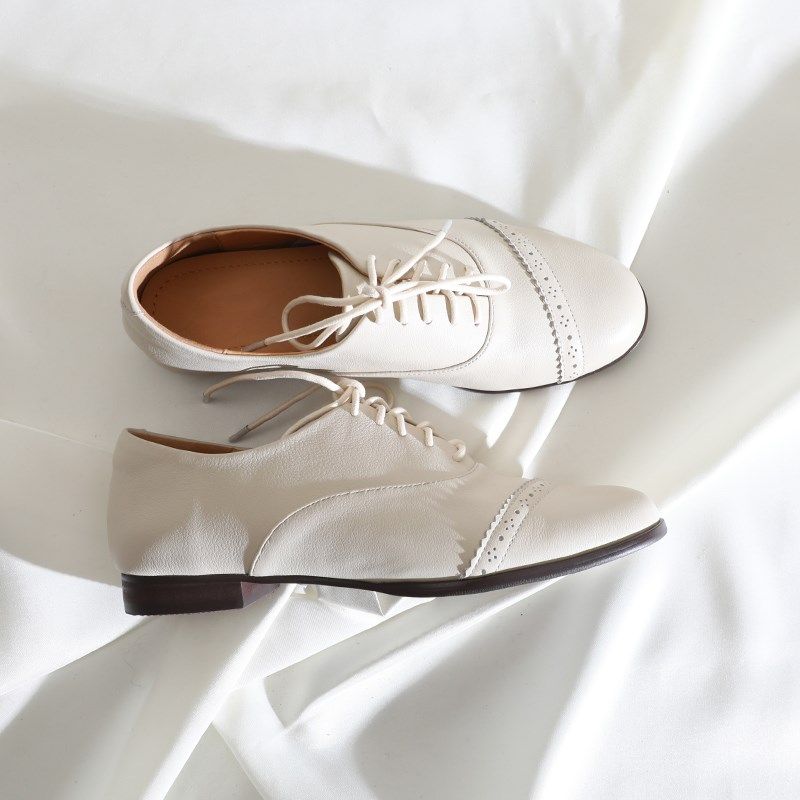 莲花府邸25春季圆头单鞋真皮简约百搭学院风通勤系带深口小皮鞋女,女鞋,深口单鞋,淘宝优惠券,粉丝福利购,淘宝优惠卷