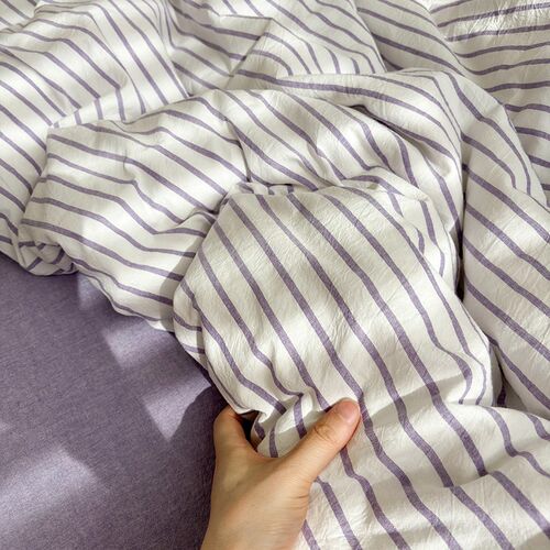 水洗棉紫条纹全棉纯色床单单件夏天学生宿舍被单枕套可配三四件套