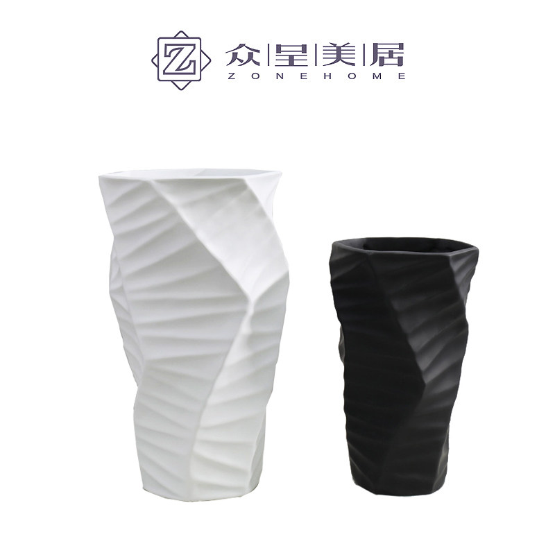 北欧极简陶瓷花器黑白色创意几何干花插花瓶样板间客厅装饰品摆件,家居饰品,花瓶,淘宝优惠券,粉丝福利购,淘宝优惠卷