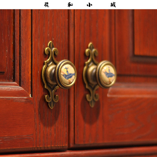 新中式美式欧式复古做旧陶瓷实木衣柜门橱柜子抽屉门拉手小把手
