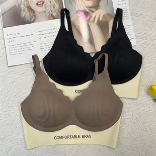 茜咪璐089无痕背心式 吊带无钢圈睡眠胸罩内衣女 小胸中厚偏薄杯款