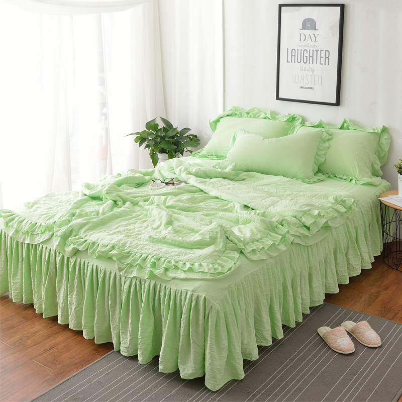 韩版纯色水洗棉夏被双层花边夏凉被空调被床裙式三四件套单薄被子,床上用品,化纤被,淘宝优惠券,粉丝福利购,淘宝优惠卷