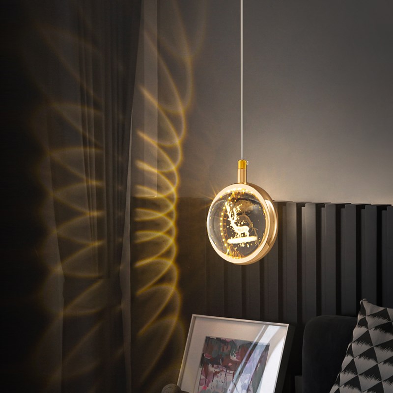 卧室床头吊灯网红轻奢水晶装饰氛围创意个性艺术背景墙灯Y2022新