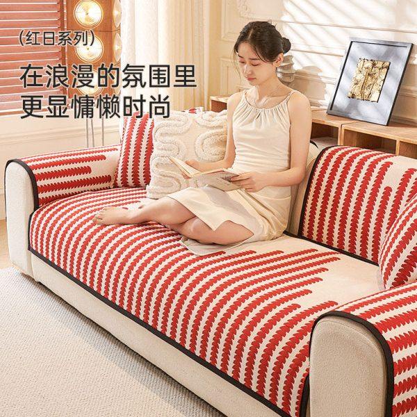 结婚红沙发垫四季通用2025年新款沙发盖布轻奢高级感沙发坐垫防滑,居家布艺,沙发垫,淘宝优惠券,粉丝福利购,淘宝优惠卷