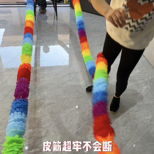 幼儿舞蹈道具手拿花环幼儿园早操器械花样跳皮筋舞弹力花绳表演出
