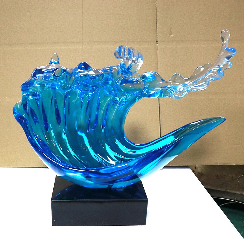 创意浪花透明树脂雕塑酒店大堂前C台橱窗样板房家居客厅电视柜摆