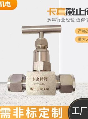 压针型阀螺纹2分内丝穿板针形4分DN15304/316不锈钢卡套截止阀