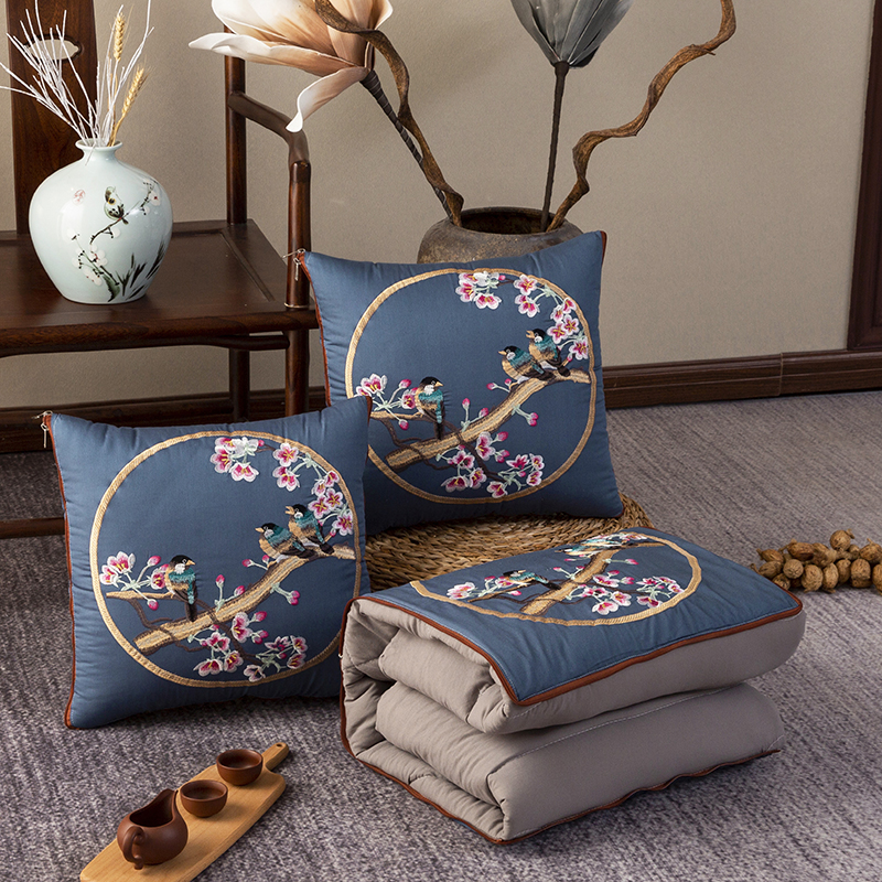 中式抱枕被子两用办公q室午睡靠枕盖被夏凉空调被汽车用靠垫折叠