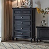 美式 实木六七斗柜小户型玄关抽屉储物收纳柜黑色现代简约卧室家用