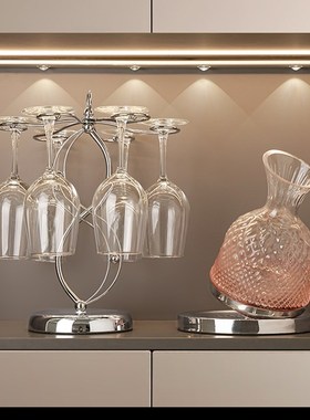 高档铁艺红酒杯架挂创意客厅摆件C吊高脚杯架倒挂悬挂收纳架子家