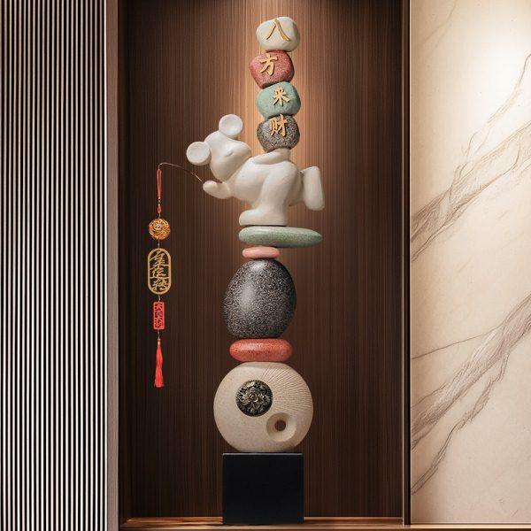 客厅八方来财石来运转头摆件办公室家居沙发电视柜旁大型落地装饰,家居饰品,落地摆件,淘宝优惠券,粉丝福利购,淘宝优惠卷