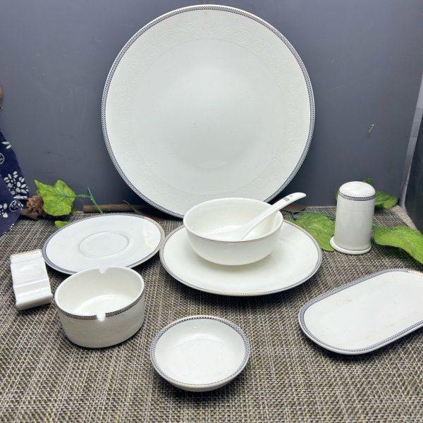 陶瓷高档酒店陶瓷金边摆台餐具新中式会所盘碗骨碟筷架汤勺茶杯,厨房/烹饪用具,配菜/备菜盘,淘宝优惠券,粉丝福利购,淘宝优惠卷