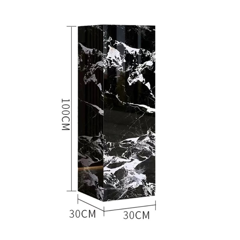 拿破伦黑岩板花架底座大理石纹客厅边F几电视柜旁酒店展厅装饰摆