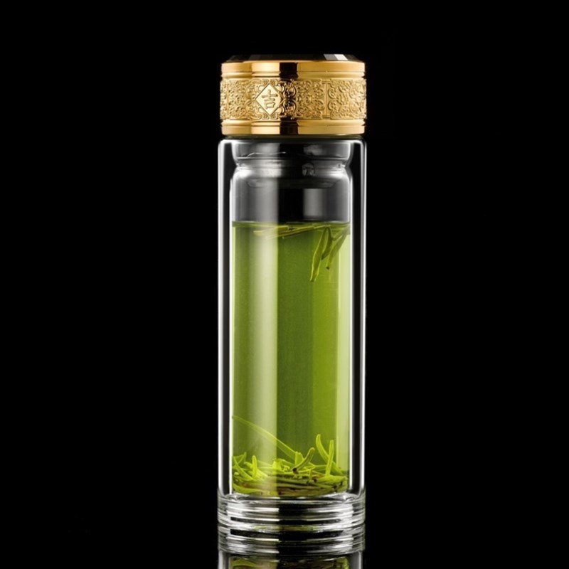 摔不烂钢化玻璃杯500tml耐摔高温硼硅双层玻璃杯保护套男士