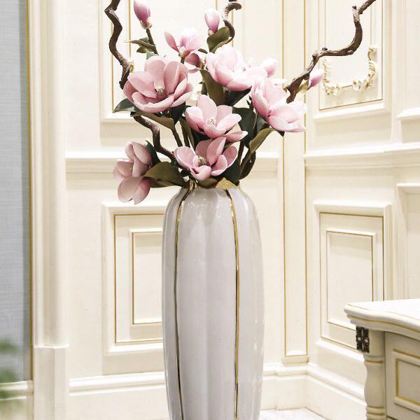 现代欧式陶瓷特大酒店落地大花瓶摆件客厅插花轻奢大号高款装饰品