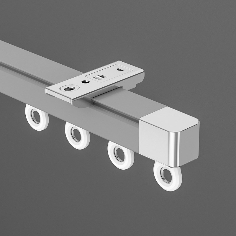 窗帘轨道静音滑轨窗帘挂s钩式滑轨单铝合金侧装顶装双轨道飘窗客