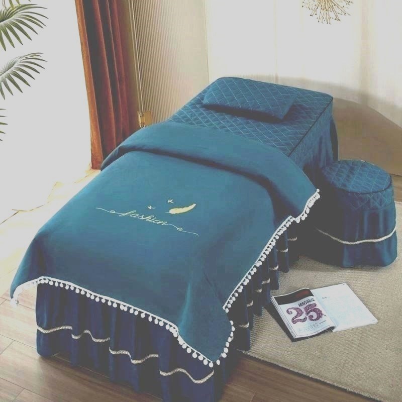 新款美容床罩四件套简约美容院按摩E推拿理疗洗头疗床专用床罩套