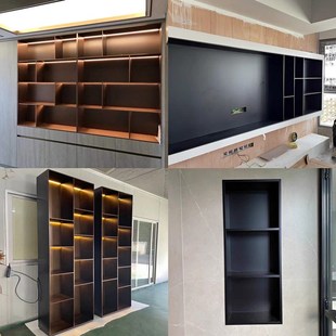 客厅不锈钢电视机嵌入式壁龛不锈钢酒柜展示柜书柜*