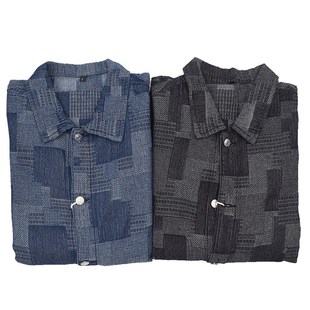 剑道布 日式复古做旧水洗刺子补丁牛仔夹克 咔叽古着长袖外套2127