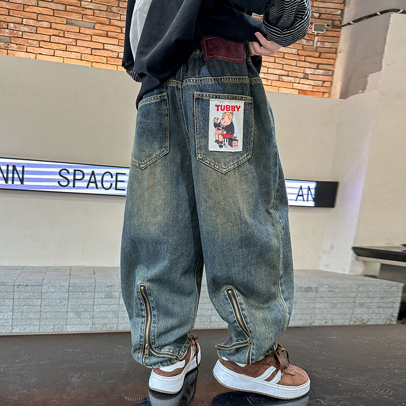 男童秋装裤子潮酷儿童帅气春秋款时髦男孩大童秋季牛仔裤韩版洋派