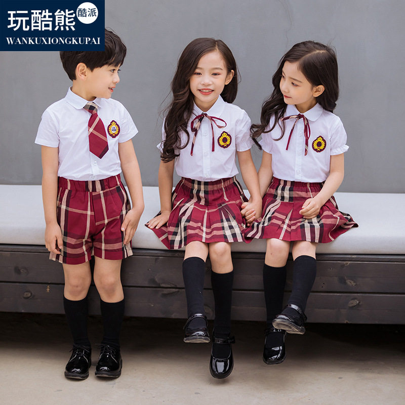 英伦风幼儿园园服儿童校服运动两件套装表演服小学生装男女班服夏