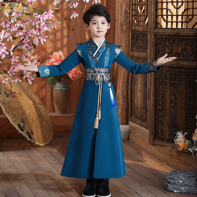 汉服男童秋冬款古装唐装旗袍中国风过年服女童男款儿童拜年服冬装图片