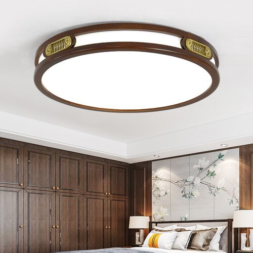 新中式吸顶灯客厅主卧室灯led长方形仿古房间大气中国风实木灯具