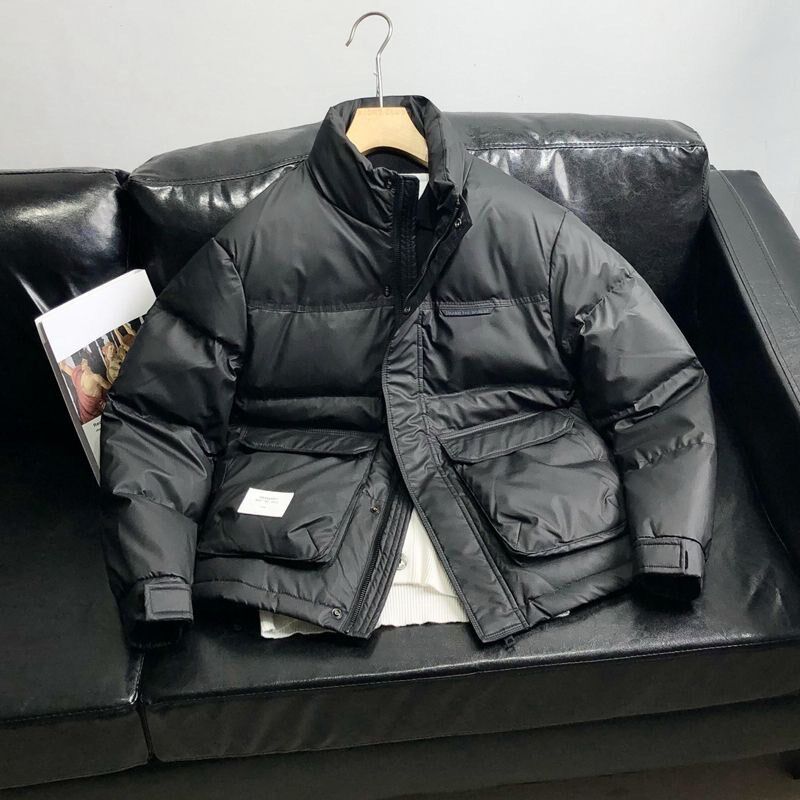 冬季男士短款羽绒服加厚保暖皮面PU皮抗寒面包服潮牌立领夹克外套