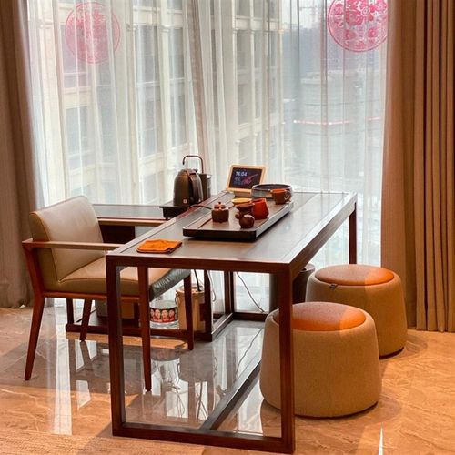 新中式实木胡桃木乌金石实木阳台小茶桌2025高端新款家用茶台定制