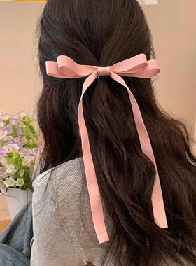 粉色结飘带发夹女温柔公主风装饰