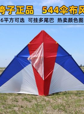 王侉子风筝红白蓝544软伞布风筝大型碳杆大人微风易飞三角抗大风