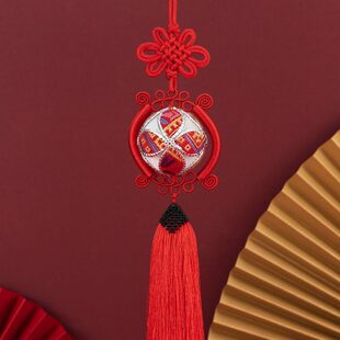 绣球广西壮族靖西旧州原创纯手工民族工艺品中国结汽车挂件礼盒装