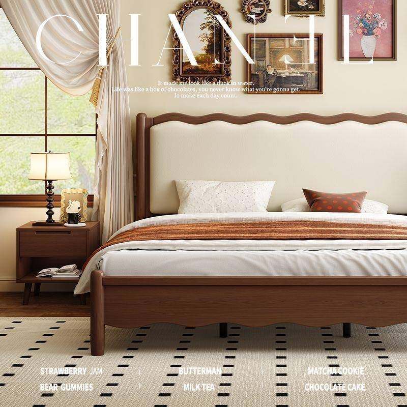 实木床北欧复古双人床韩式波浪床中古风床法式床简约软包婚床卧室,特色手工艺,其他特色工艺品,淘宝优惠券,粉丝福利购,淘宝优惠卷