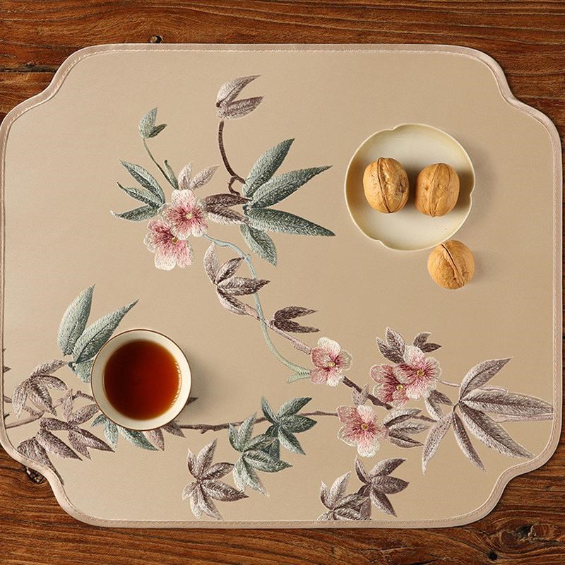 新中式餐桌垫刺绣装饰垫西餐垫餐C盘垫烟灰缸花瓶垫布茶几杯垫布