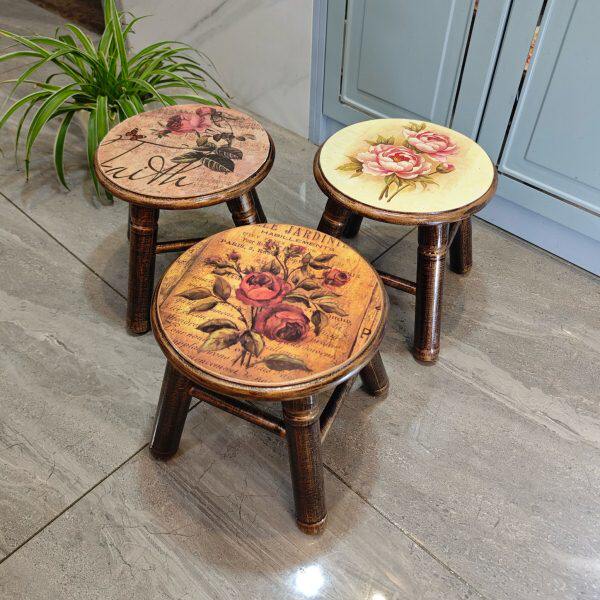 欧式简约现代实木凳子家用小圆凳创意休闲凳板凳包邮客厅茶几矮凳