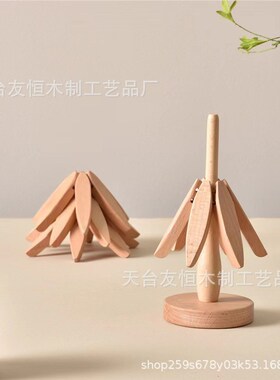 一棵树创意圣诞餐垫杯垫黑胡桃隔热垫餐桌摆件木质圆形防烫耐热垫