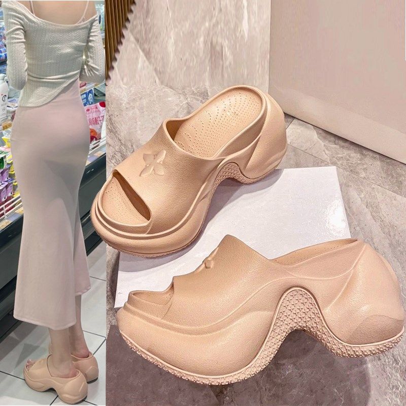 十字花厚底拖鞋女夏季外穿2024新款防臭增高休闲时尚百搭软底9CM,女鞋,一字拖,淘宝优惠券,粉丝福利购,淘宝优惠卷