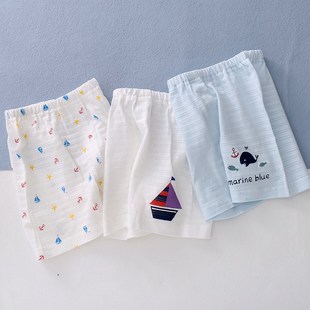 宽松睡裤 儿童短裤 家居裤 薄纯棉男童女宝宝外穿平角短裤 竹节棉夏季