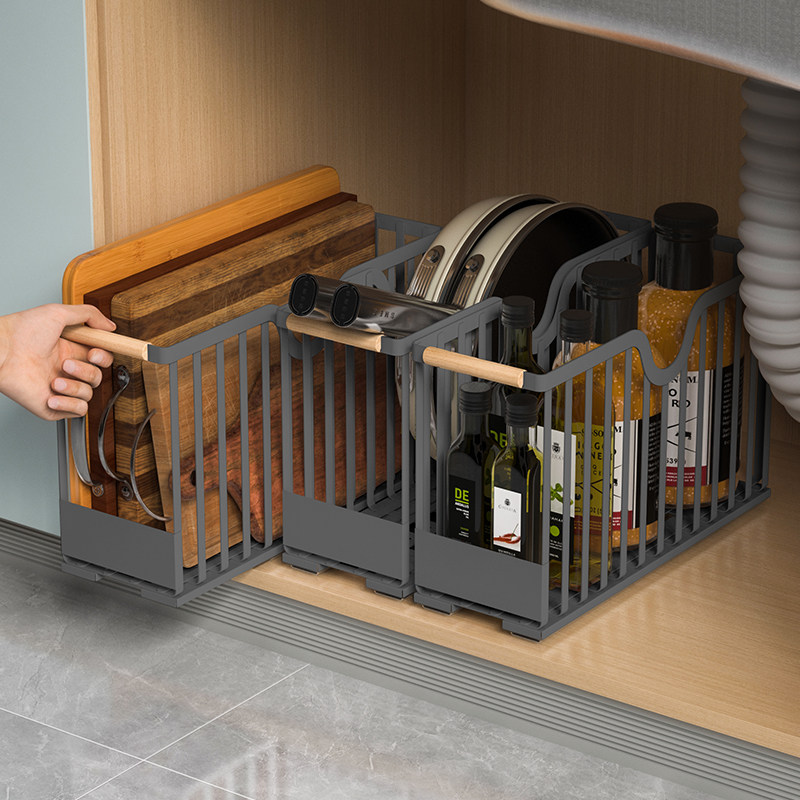 厨房下水槽置物架抽拉式调料单层橱柜拉篮抽屉式深柜内分层收纳架,厨房/烹饪用具,水槽置物架,淘宝优惠券,粉丝福利购,淘宝优惠卷