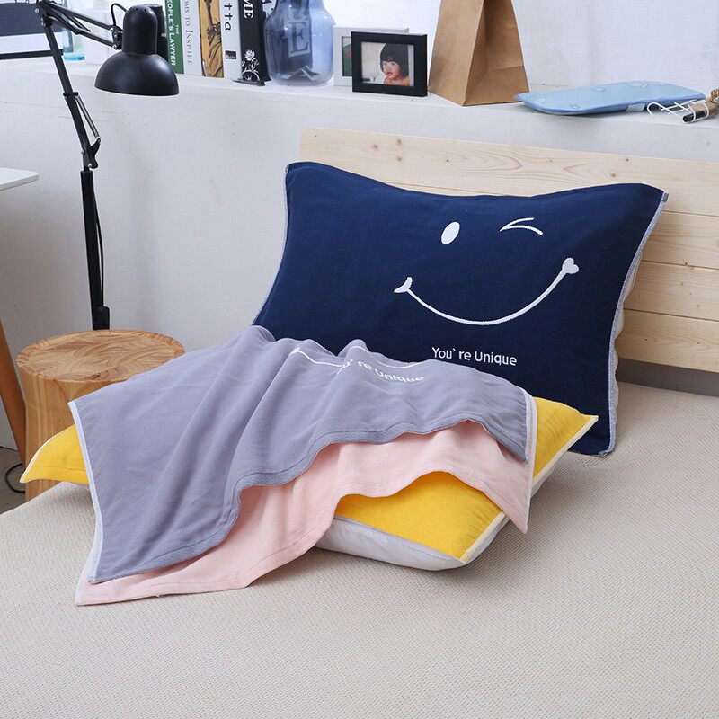 枕巾防螨抗菌纯棉一对装全棉家用男生高档纱布单人枕头巾防脱落