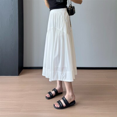 松弛感穿搭~不一样的不规则设计松紧腰A字中长款蓬蓬裙半身裙女夏
