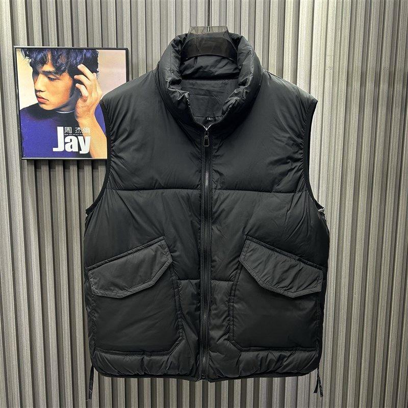 冬季羽绒棉简约工装大口袋立领马甲男生纯色百搭潮牌坎肩无袖青年,男装,常规马甲,淘宝优惠券,粉丝福利购,淘宝优惠卷