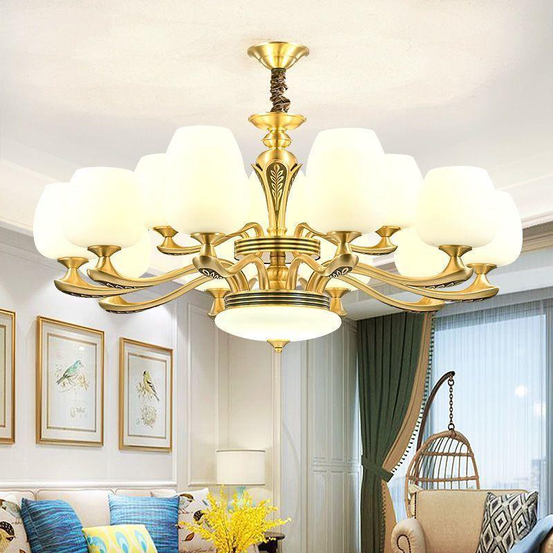 欧式吊灯客厅灯2025年新款奢华大气餐厅灯全铜美式云石灯具套餐