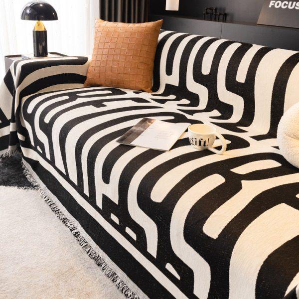 2024新款沙发盖布四季通用防滑套罩全包黑白色轻奢高级感沙发垫巾,居家布艺,沙发垫,淘宝优惠券,粉丝福利购,淘宝优惠卷