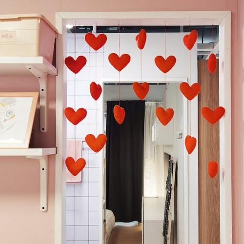 大红色门帘喜庆挂帘结婚装饰帘中国红隔断玄关装饰免打孔家用半帘