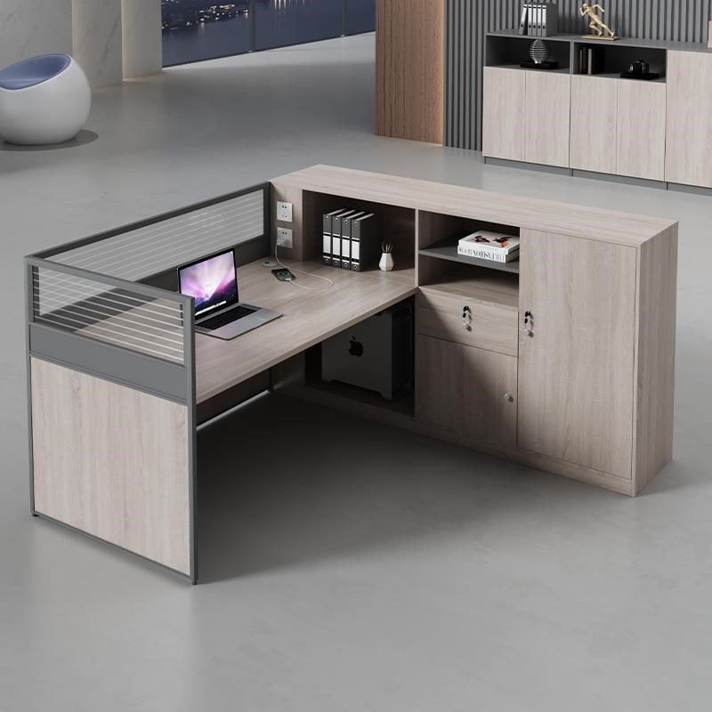 办公室职员桌财务办公桌简约现代员工位46双人位T屏风卡座桌椅组